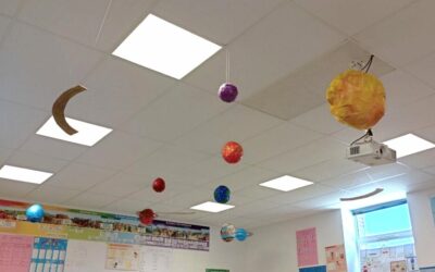 Les CE CM réalisent un système solaire en classe   